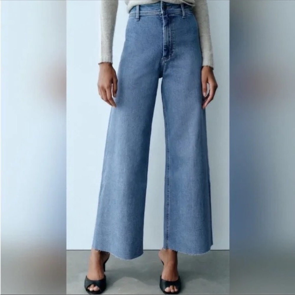 ZARA Marine Wide Leg Jean Pants (Size 6)